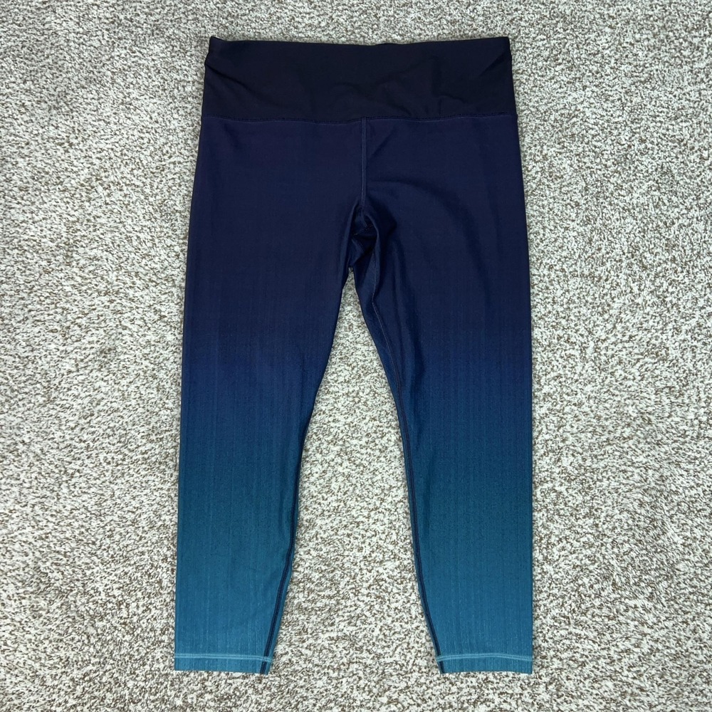 Athleta Leggings Womens XL Blue Ombre Elation 7/8 Tight Ankle Yoga Gym Sport - Picture 1 of 11